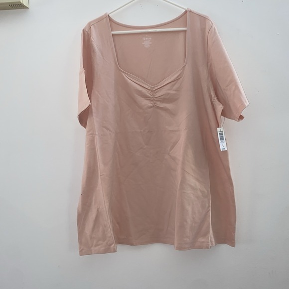 Torrid Pale Blush Cinch Blouse Top Short Sleeve Size 5 Size 28 - Picture 1 of 5